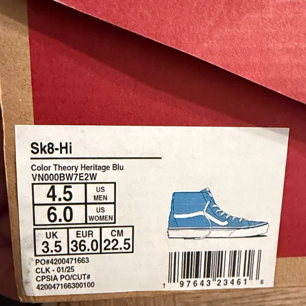 Vans Sk8-Hi Blue and White Sneakers.   High tops.   New